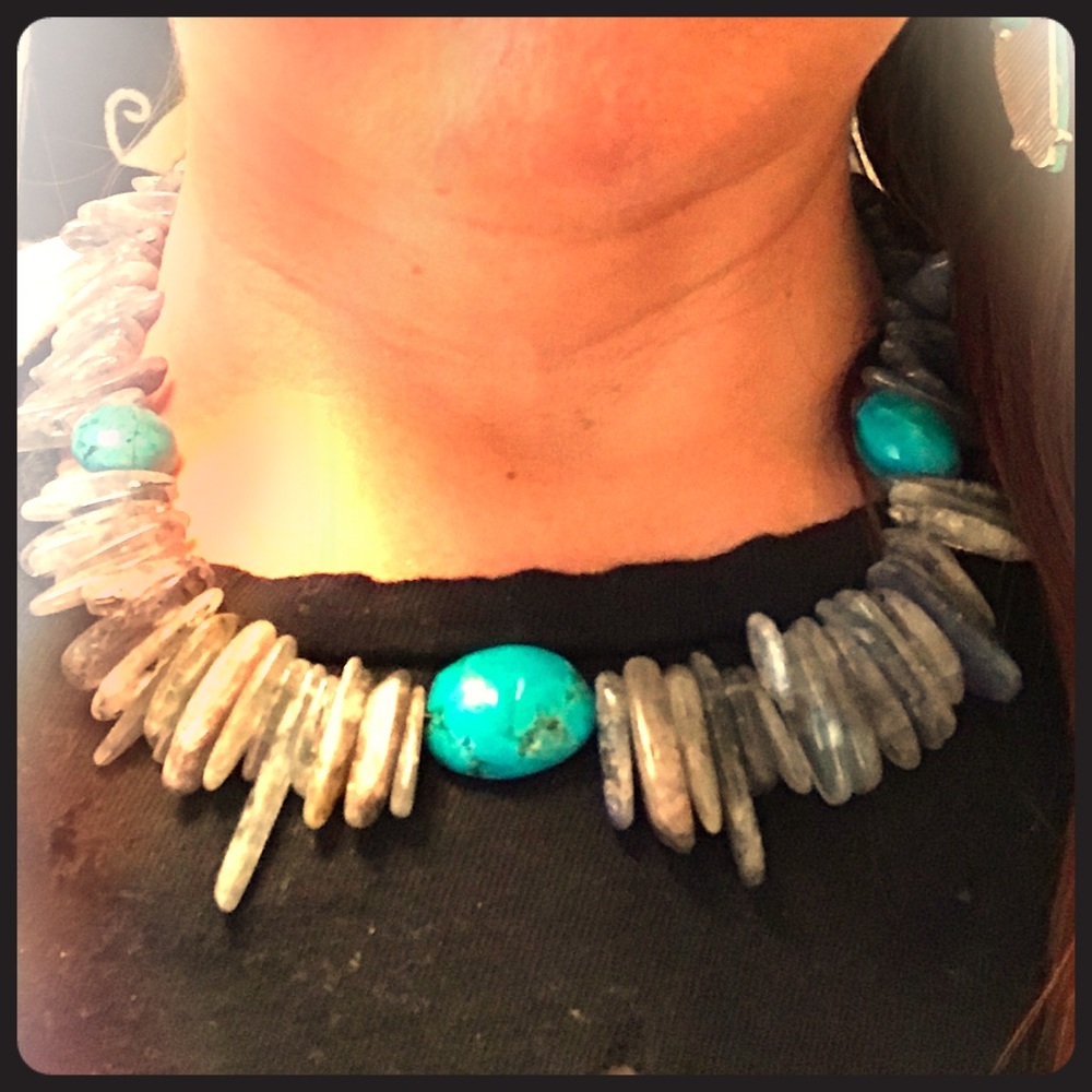 Handmade Genuine Turquoise Statement Necklace - Picture 2 of 9